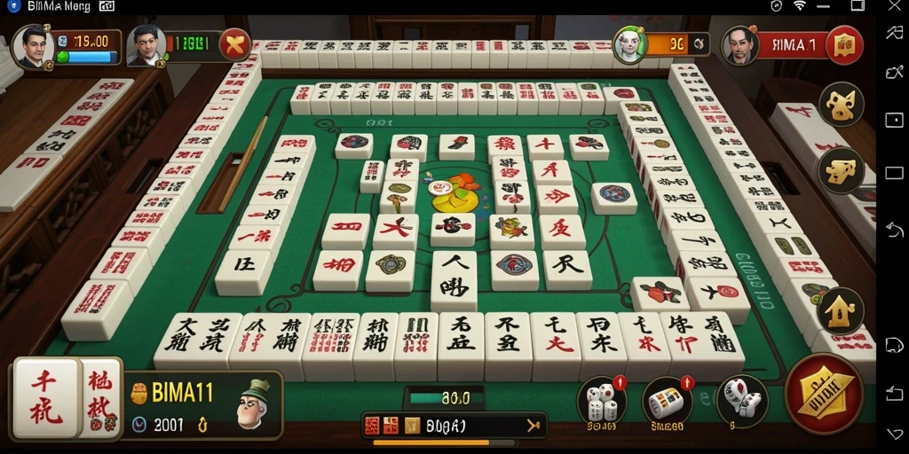 Gameplay Mahjong BIMA11 dengan ubin berwarna-warni yang menarik.