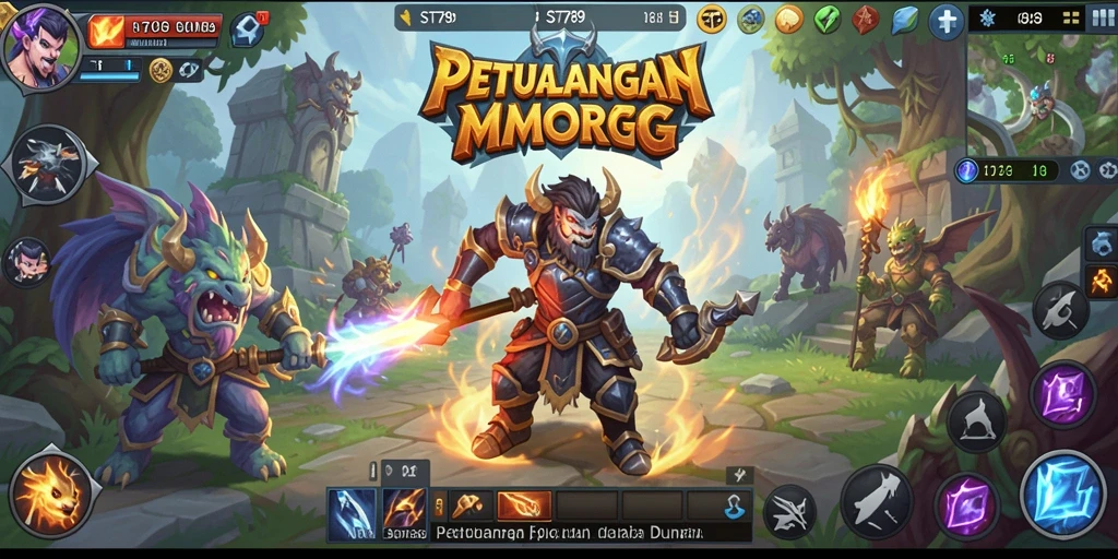 Screenshot menampilkan aksi petualangan seru di dunia MMORPG ST789.